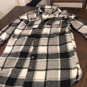 Plaid Button-Up Shirt Jacket